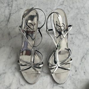 Delman Vintage Y2K Silver Metallic Sandals